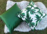 Tropical leaf print cushion